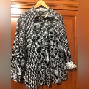 Chaps Navy And White Dotted Blouse Size 3X